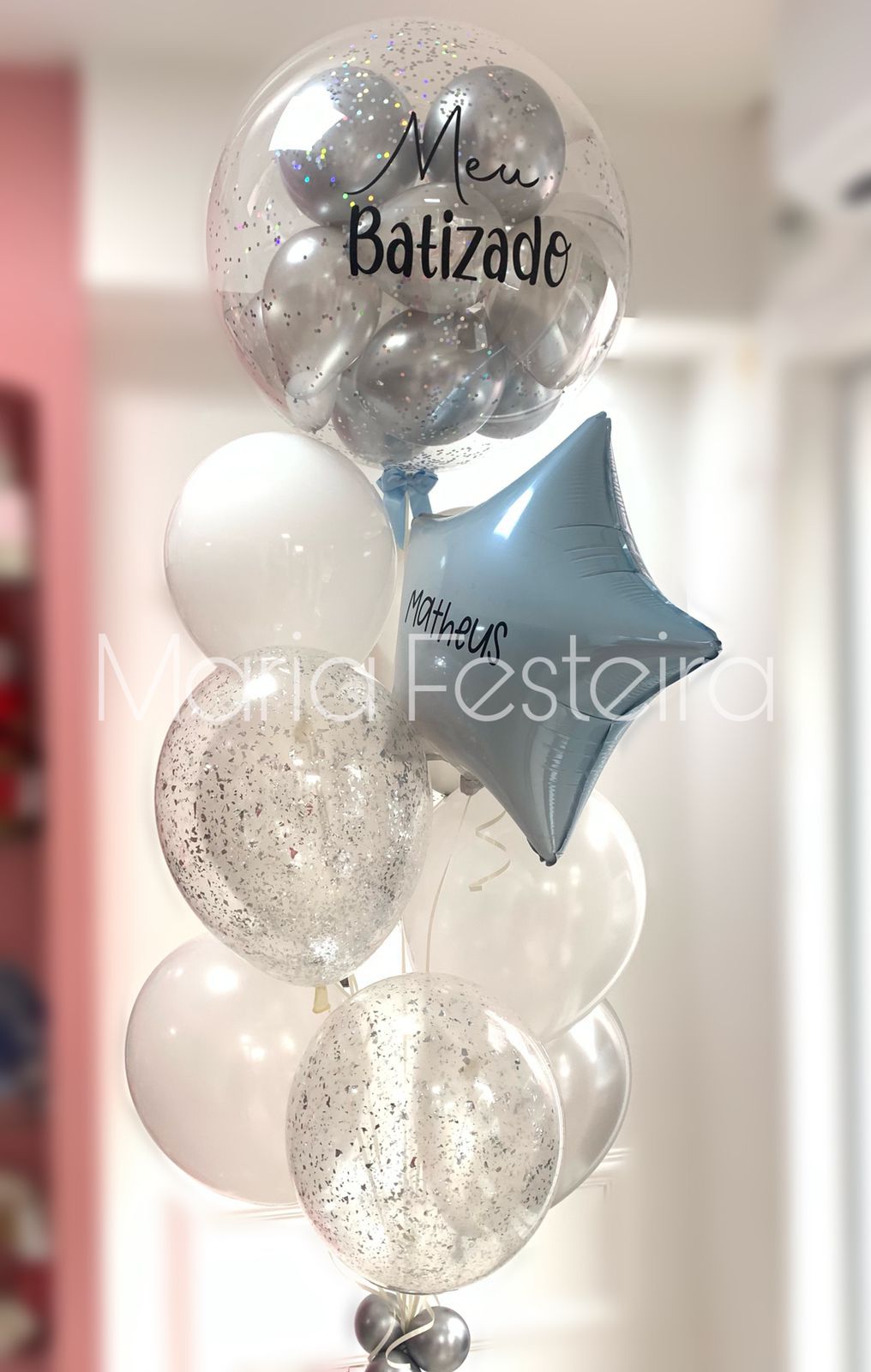 BUQUÊ ETERNIZADO – Buquê de balões com bolha personalizada e balão metalizado em formato de estrela