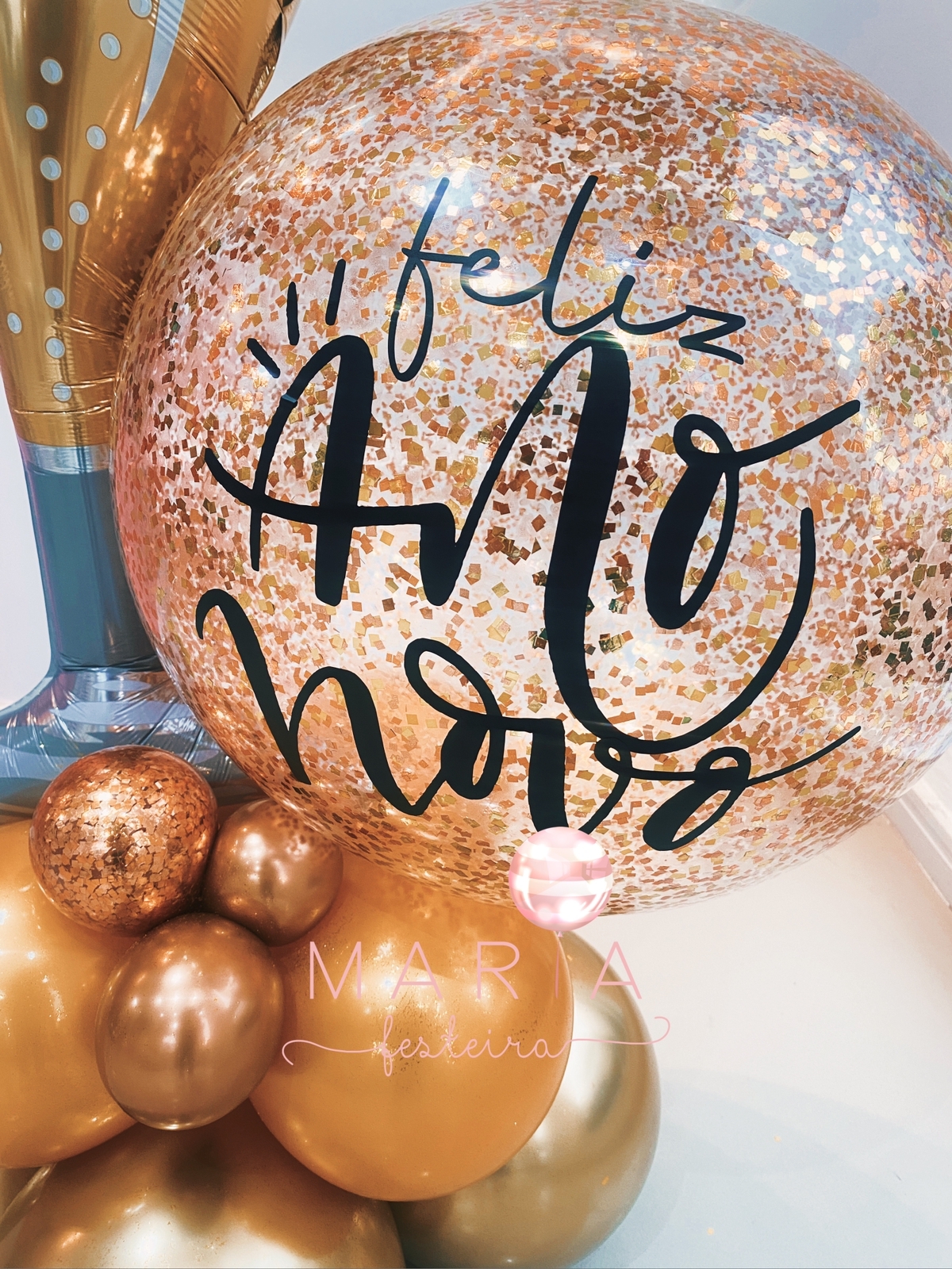 VAI TER FESTA  - DECORAÇÃO COM BALÕES – ANO NOVO – FELIZ ANO NOVO- BALÕES PERSONALIZADOS – FELIZ 2023 - Image 2