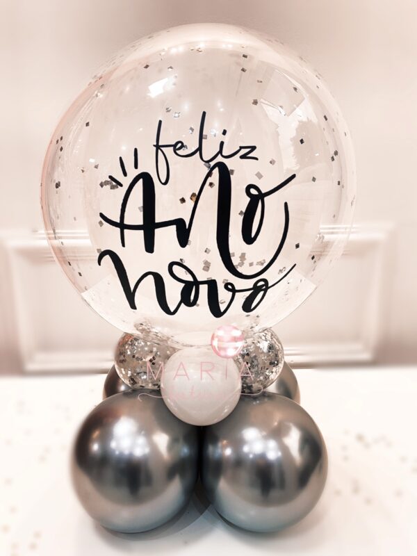 FELIZ ANO NOVO - Decoração de mesa com bolha personalizada