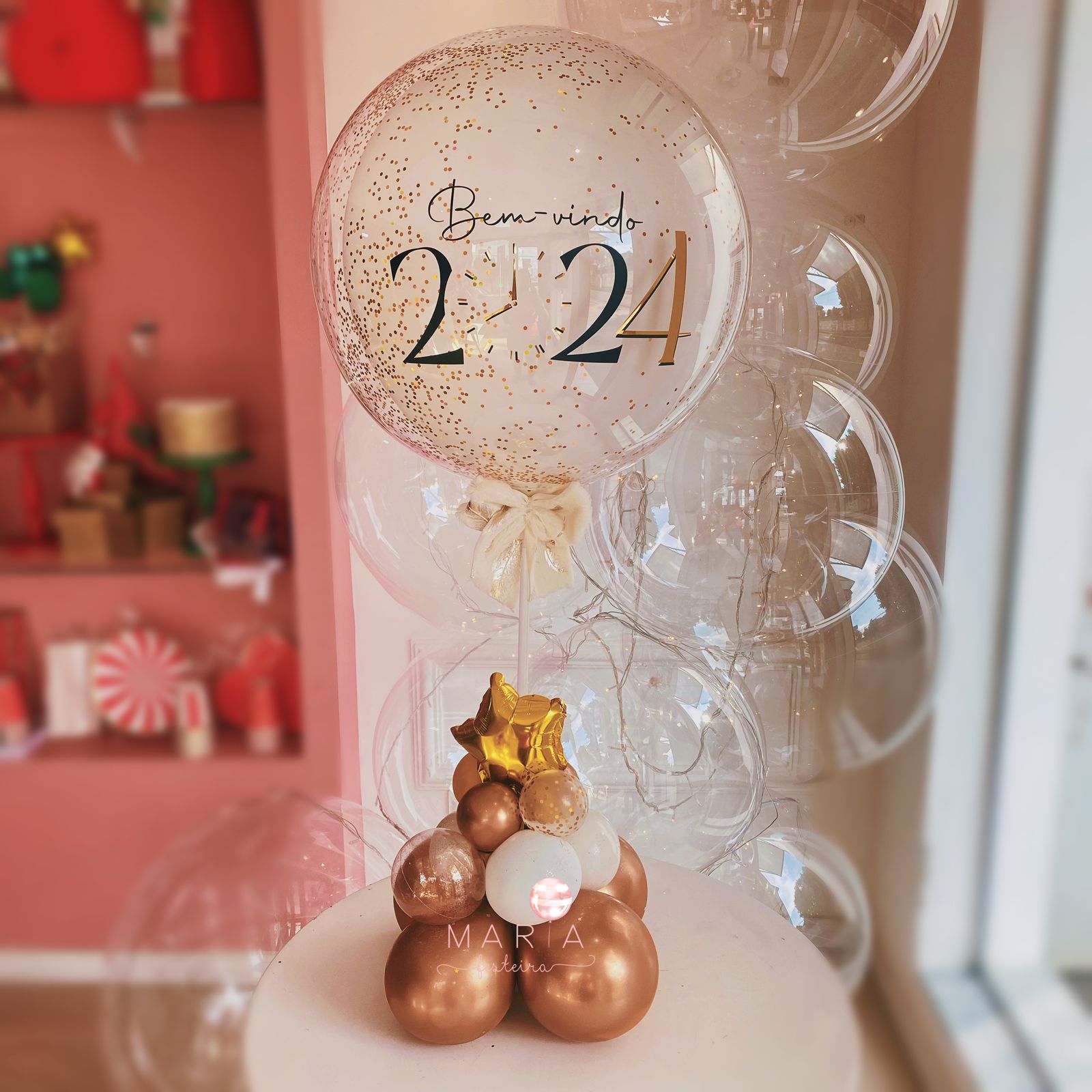 HORA DA VIRADA - Bubble personalizado com base para mesa