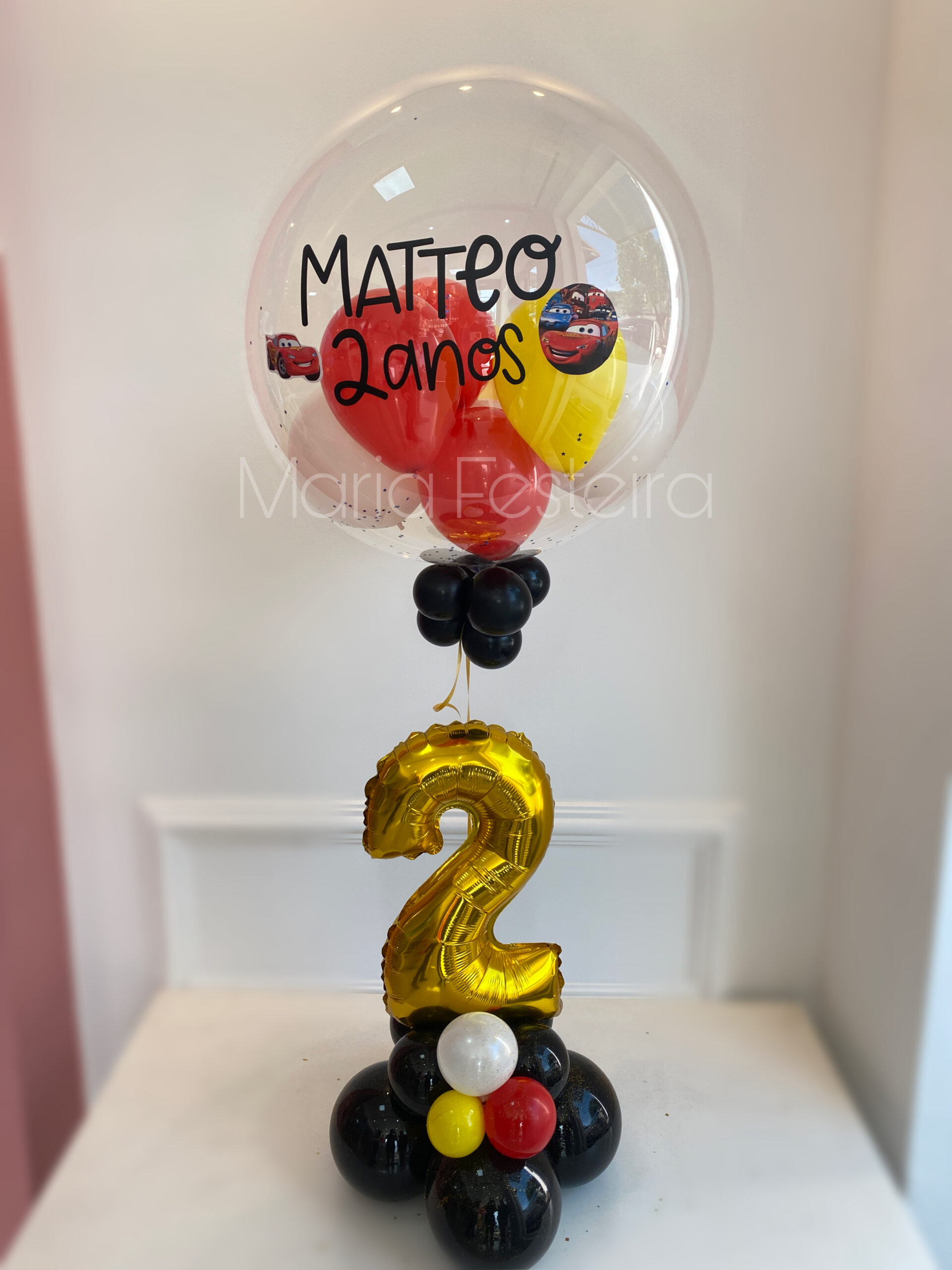 BUBBLE PERSONALIZADO INFANTIL TEMA MCQUEEN COM GÁS HÉLIO