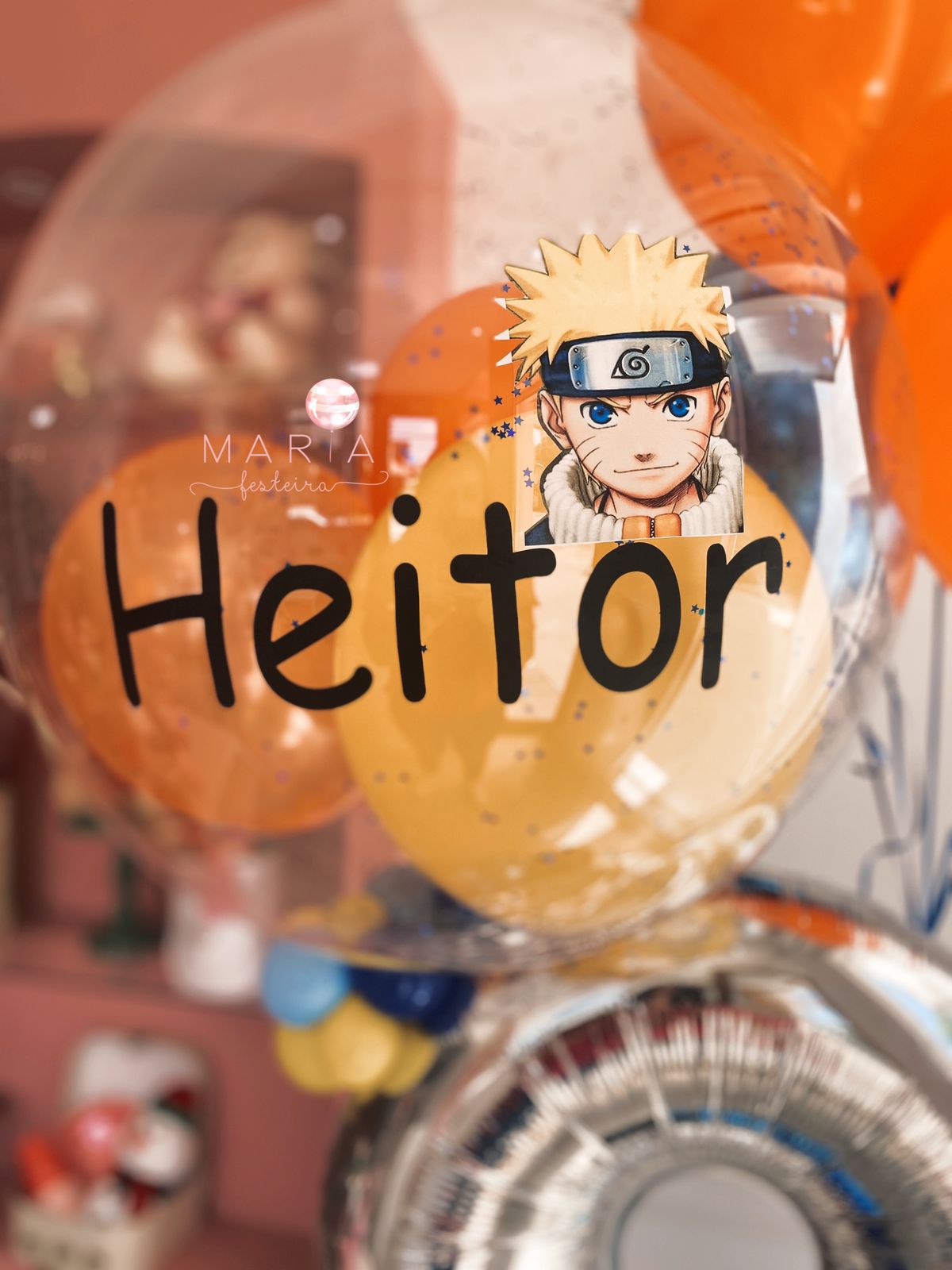NARUTO - Max decoração temática com número metalizado, buquê de balões e bolha personalizada com detalhes no tema - Image 3