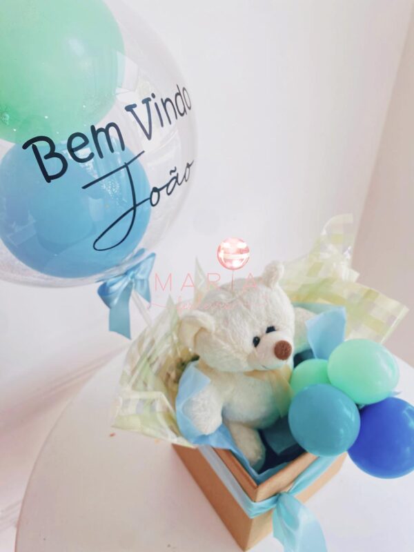 BEM-VINDO JOÃO – Caixa kraft com pelúcia e balão personalizado - Image 2