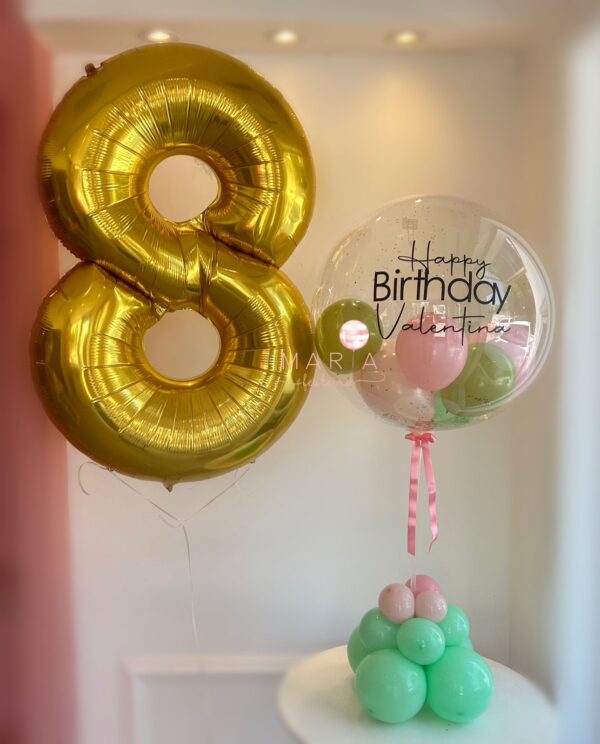 Kit aniversário feliz- Balão personalizado e balão em formato de número